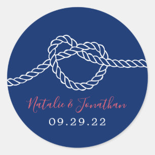 Het vastbinden van de knoop Elegant Navy Blue Naut Ronde Sticker
