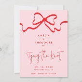 Het vastbinden van de knoop Roze Rode Boog Save th Kaart (Voorkant)