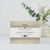 Het vastbinden van de knoop rustieke strand bruilo aankondigingskaart (Staand voorkant)