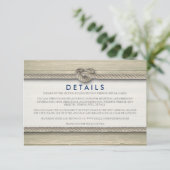 Het vastbinden van de knoop rustieke strand bruilo informatiekaartje (Staand voorkant)