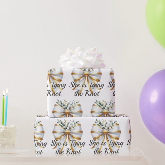 Het vastbinden van de Knoop White Bow Floral Vrijg Cadeaupapier (Feestgeschenken)