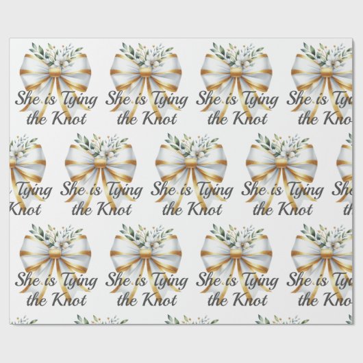 Het vastbinden van de Knoop White Bow Floral Vrijg Cadeaupapier (Vlak)