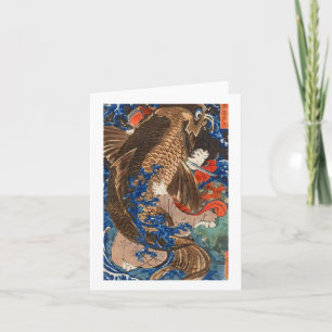 Het vechtende ReuzeArt. van Kuniyoshi van de Kaart