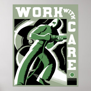 Het vectorkunstdeco-werk van de terugkeer met Zorg Poster