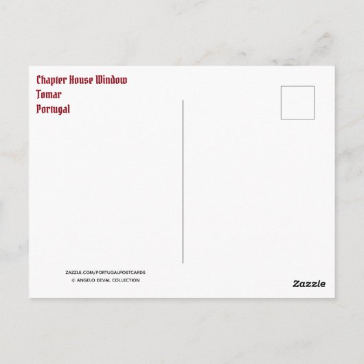 Het Venster van het Hoofdstuk in Tomar. Portugal Briefkaart (Achterkant)