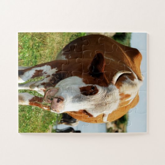 Het verbazingwekkende Koe grappige dier Legpuzzel (Horizontaal)