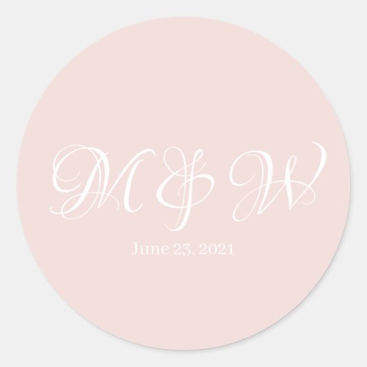 Het verbluffende roze monogram van het huwelijk el ronde sticker (Voorkant)