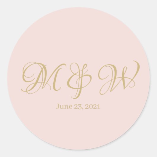 Het verbluffende roze script van het huwelijk mono ronde sticker (Voorkant)