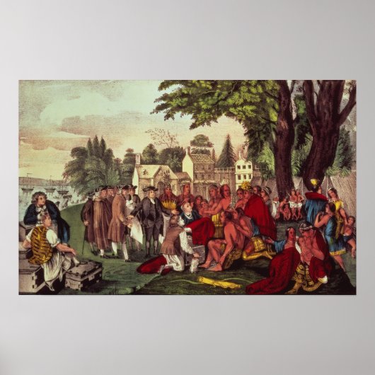 Het Verdrag van William Penn met de Indiërs Poster (Voorkant)