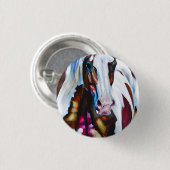 Het verfpaard ronde button 3,2 cm (Voorkant /achterkant)
