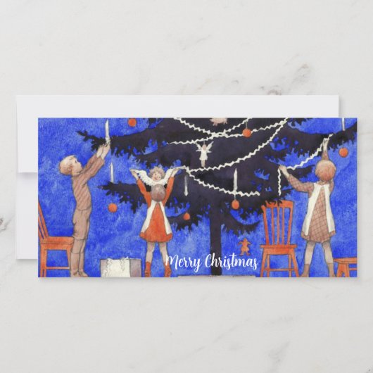  Het verfraaien van de Kerstboom Feestdagenkaart (Voorkant)