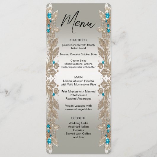 Het verfraaien van Gold Blue Stones Menu (Voorkant)