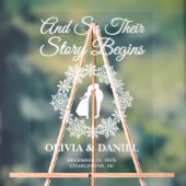 Het verhaal begint Snowflake Winter Wedding Welkom Acryl Bord (Neutraal)