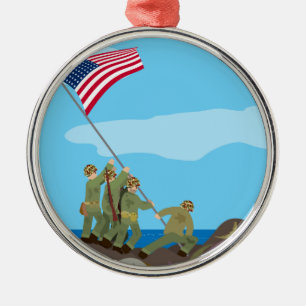 Het verhogen van de vlag op Iwo Jima (Eenvoudige g Metalen Ornament
