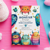 Het verjaardagsfeestje van onze kleine monsterlijk kaart