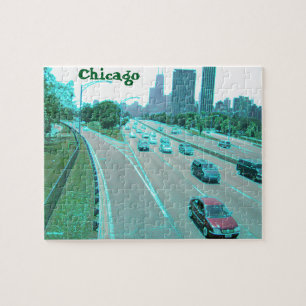 Het Verkeer van Chicago in Kleurde Folie Legpuzzel