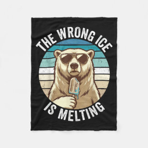 Het verkeerde ijs smelt Retro Beer Klimaatverander Fleece Deken