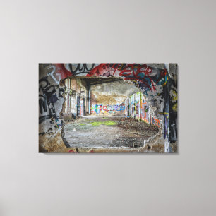Het verlaten Gat van de Bouw in het Art. van Canvas Afdruk