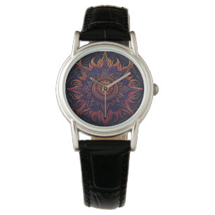 Het verlichte pad: Flaming Eye Mandala Horloge