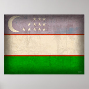 Het Verontruste Poster van Oezbekistan Vlag