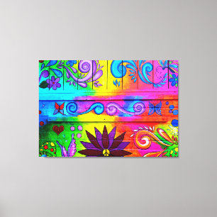 het verpakte canvas van de jaren '70hippie afdruk
