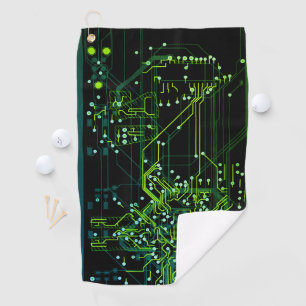 Het verpletteren van Groene Abstracte Elektronisch Golfhanddoek