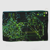 Het verpletteren van Groene Abstracte Elektronisch Golfhanddoek (Horizontaal)