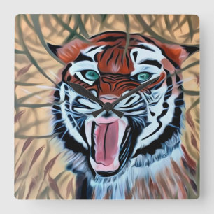 Het verpletteren van tijger langer op paraatheid vierkante klok