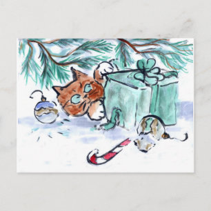 het verscheuren van een Cadeau van Kerstmis, wat? Feestdagenkaart