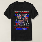 Het verschil tussen dieren en mensen is Anima T-shirt (Design voorkant)
