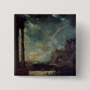 Het vertrek van Aeneas van Carthage Vierkante Button 5,1 Cm