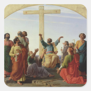 Het vertrek van de apostelen, 1845 vierkante sticker