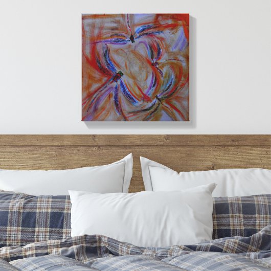 Het verzamelen van abstracte libellen canvas (Insitu (Slaapkamer))