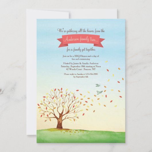 Het verzamelen van Leaves Family Reunion Uitnodigi Kaart (Voorkant)