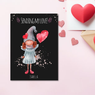 Het verzenden van Mijn Liefde Waterverf Lady Gnome Feestdagenkaart