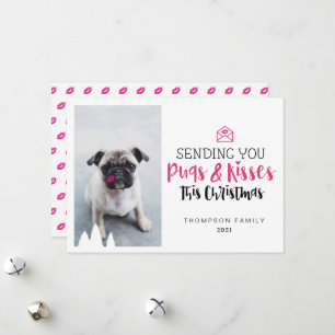 Het verzenden van uw pugs & Kisses Cute Pug Dog & Feestdagenkaart