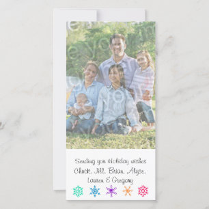 Het verzenden van uw vakantiewensen Familiefotokaa Feestdagenkaart