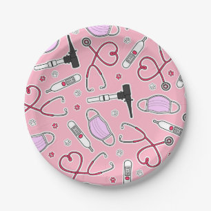 Het veterinaire/Veterinaire Roze van het Patroon Papieren Bordje
