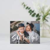 Het Vetgedrukte Manuscript van de Borstel zei zij  Aankondigingskaart (Staand voorkant)