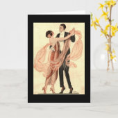 Het Victoriaans Dansen van het Paar Edwardian Kaart (Gele Bloem)