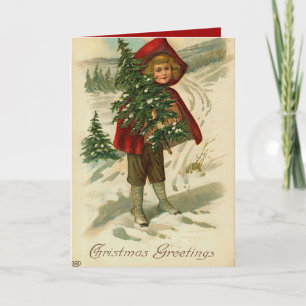 Het Victoriaans Meisje van de Kerstkaart Feestdagen Kaart
