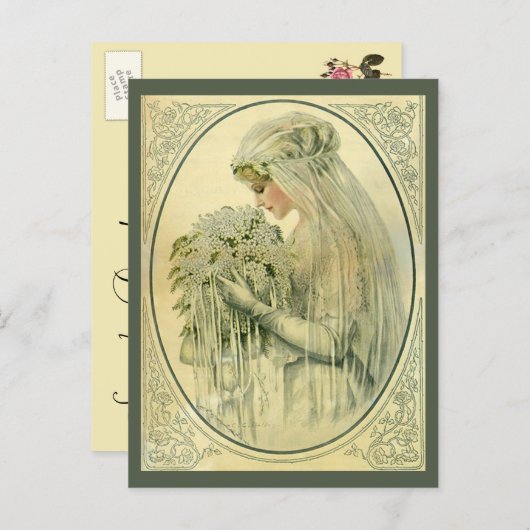 Het  Victoriaans Profiel van de Bride, sparen de D Aankondigingskaart (Voorkant / Achterkant)