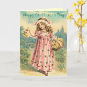 Het Victoriaans St. Patrick van het Meisje Kaart (Gele Bloem)