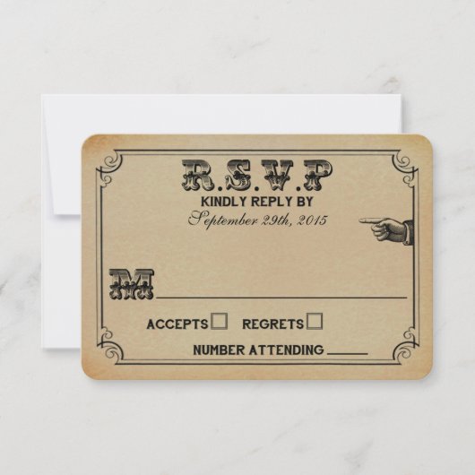 Het Victoriaans Steampunk Wedding Collectie RSVP Kaartje (Voorkant)