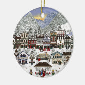 Het vieren van de Feestdagen in Leavenworth Keramisch Ornament (Links)