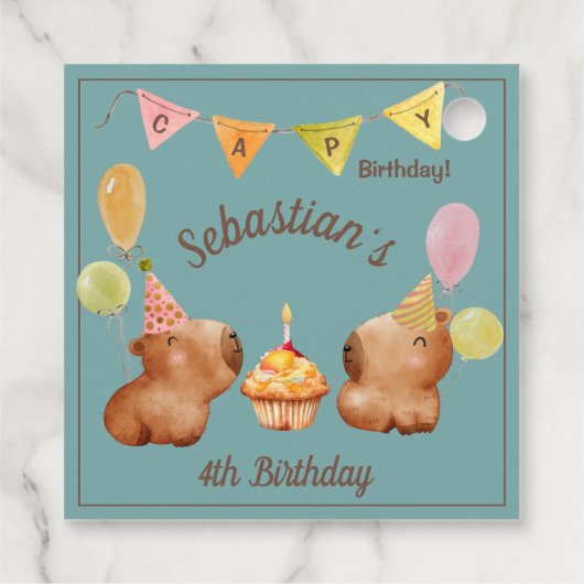 Het vieren van een Capy verjaardag Bedankjes Labels (Achterkant)