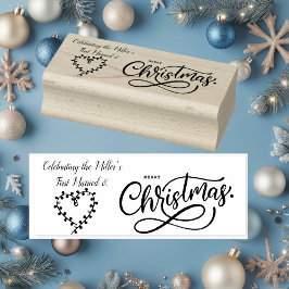 Het vieren van onze eerste getrouwde en vrolijke k 	rubberstempel