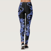 Het vierkant en de Roos Blauwe & Zwarte Leggings (Achterkant)
