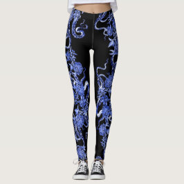 Het vierkant en de Roos Blauwe & Zwarte Leggings
