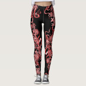 Het vierkant en het Roos rood en zwart Leggings (Voorkant)